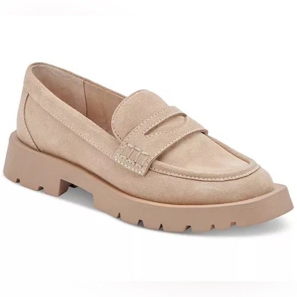 Dolce Vita Women's Elias Lug Sole Tailored Loafer Flats Dune Suede Size 8.5 LNC - Picture 1 of 7